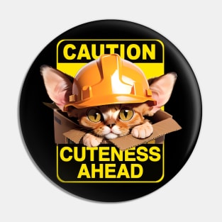 Devon Rex Cat Wearing Hardhat Pin