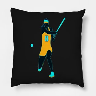 RETRO TENNIS PLAYER GIRL NUMBER 8 Pillow