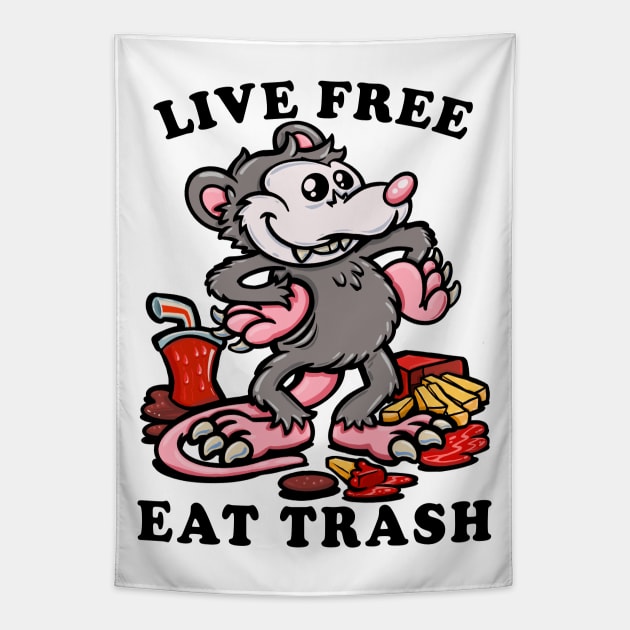 live free eat trash classic opossum funny possum Tapestry by PnJ