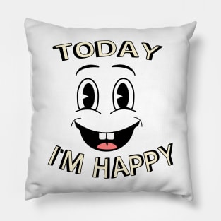 Happy Face Smile Happy Day Funny Retro Cartoon Pillow