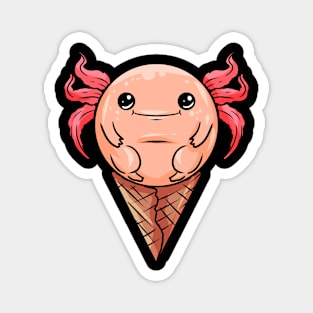 Kawaii ice Cream with Albino Axalotl Magnet