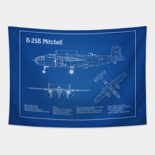 B-25B Mitchell Doolittle - Airplane Blueprint - AD Tapestry