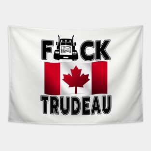 F-CK TRUDEAU SAVE CANADA FREEDOM CONVOY OF TRUCKERS BLACK Tapestry