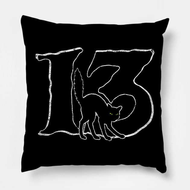 Black Cat 13 - B&W Pillow by DeadLucky