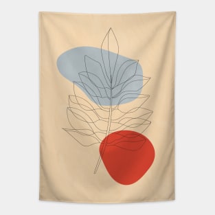 Botanical Minimalist Art, Line Work, Modern Scandinavian Tapestry