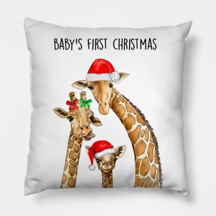 Baby's giraffe first Xmas Pillow