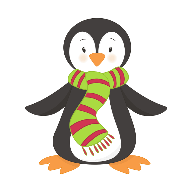 Cute Penguin, Little Penguin, Penguin With Scarf by Jelena Dunčević