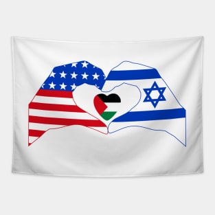 We Heart USA & Israel & Palestine Patriot Series Tapestry