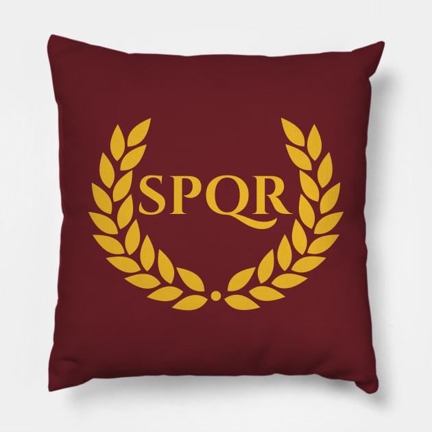 SPQR Ancient Rome Classical Greek Laurel Roman History Pillow by Styr Designs