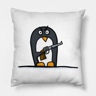 Penguin with a gun Pillow