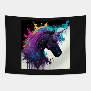 Cosmic Unicorn Splatter Paint Tapestry