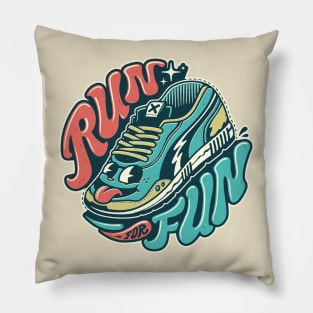 Run 4 Fun - Fitness Motivation Cartoon 03 Pillow