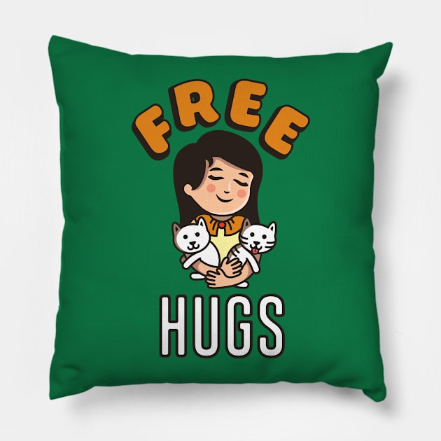 Free Hugs For You or Your Cats T-Shirt Pillow by The Heidaway Art Designs