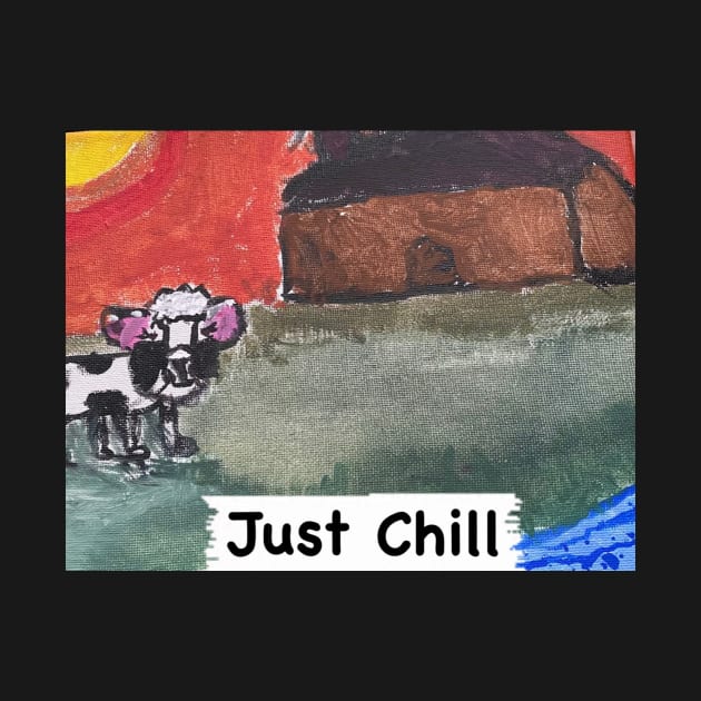 Just Chill--Cow & Barnyard Scene © by EllationsOddities