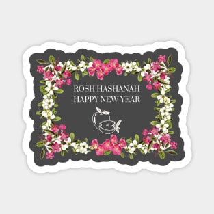 Happy Rosh Hashanah New Year Gift Apple Flowers Magnet
