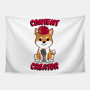 Cute orange dog is a content creator Tapestry