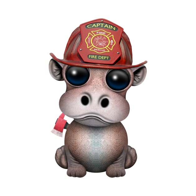 Cute Baby Hippo Firefighter by jeffbartels