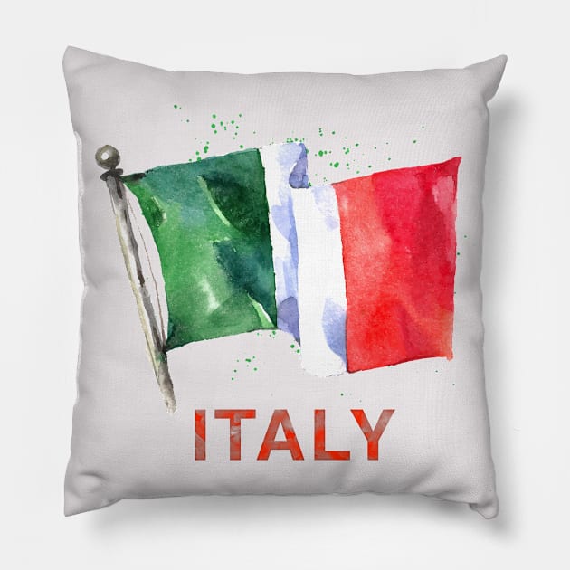 WATERCOLOR FLAG OF ITALY Pillow by xposedbydesign