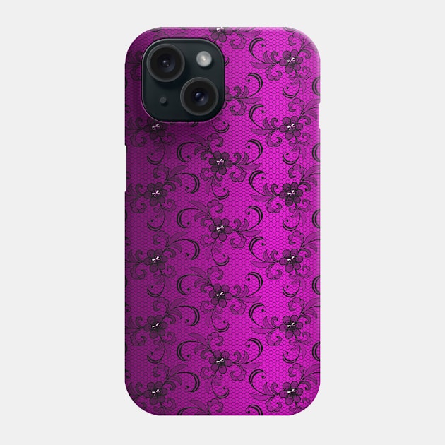 pink purple glamour mask elegant rhinestones lace burlesque pattern for girls Phone Case by designsbyxarah