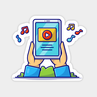 Online Music Video On Tablet Cartoon Vector Icon Illustration Magnet