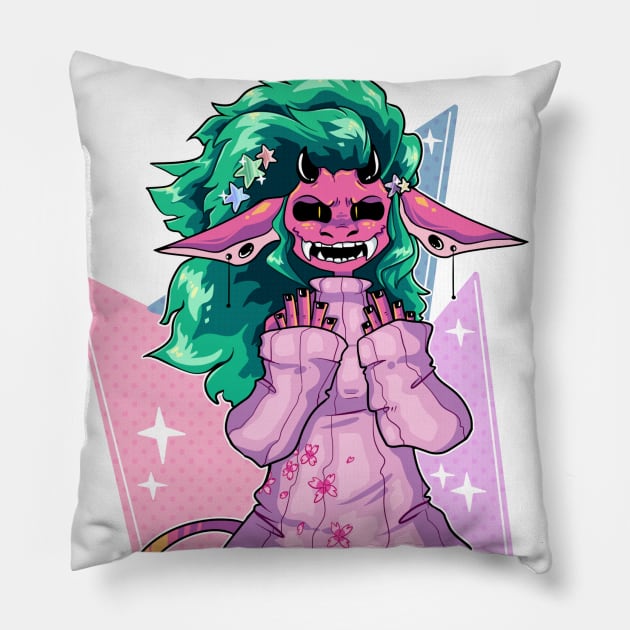 Oni Girl Pillow by Yukipyro