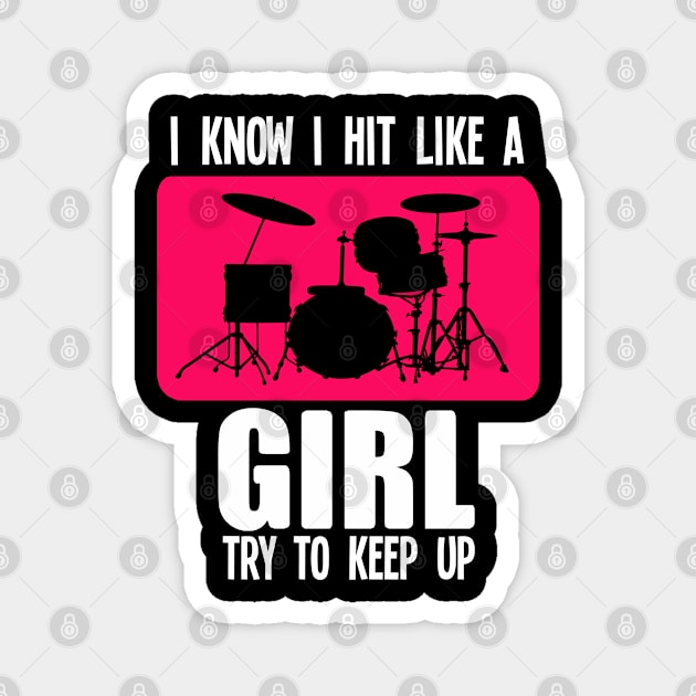 Womens Drummers Drumming Gift Print Girls Drums Drummer Print Magnet by Linco