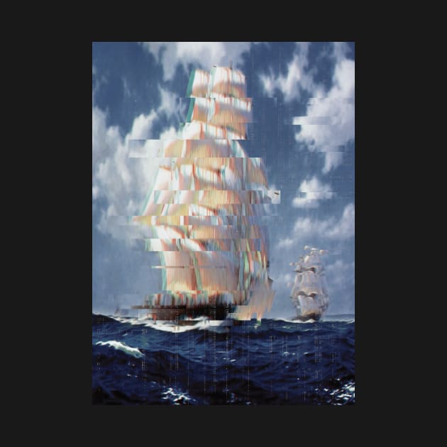 Glitch Art sailing ships on the high seas by Quentin1984