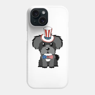 Funny schnauzer dog is wearing uncle sam hat Phone Case