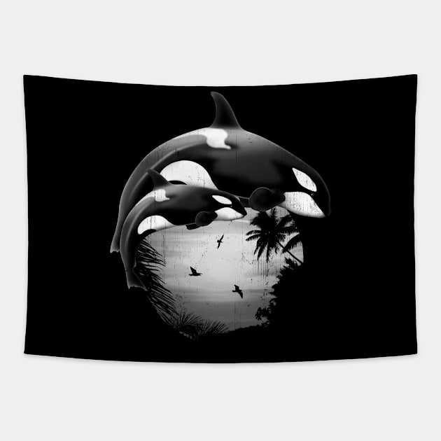 Orca Killerwhales Tapestry by NicGrayTees