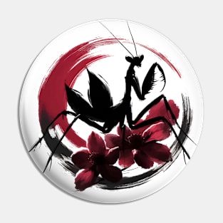 Sumie Enso Japanese Brushstroke Praying Mantis Pin