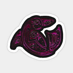 Dolphin-tattoo-pink round Magnet