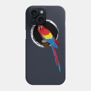 Artwork of a Sitting Scarlet Macaw Parrot II Phone Case