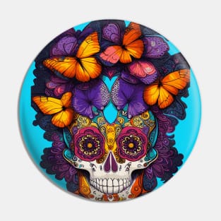 Sugar Skull of Butterflies Pin