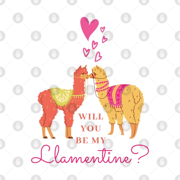 Cute Will You Be My Llamentine Romantic Animal Pun Saying for Valentines by mschubbybunny