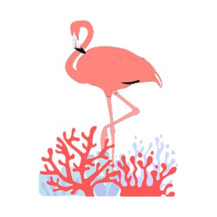 Flamingo Tropical Beach  Coral Reef T-Shirt