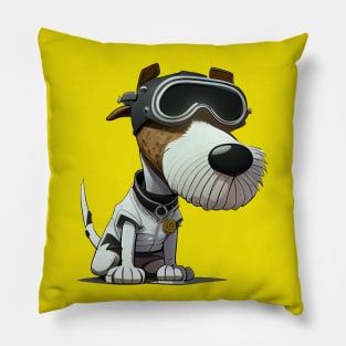 Dog with pilot glasses a cartoon illustration Pillow