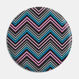 Turquoise Blue Pink Gray and Black Chevron Abstract Pattern Pin