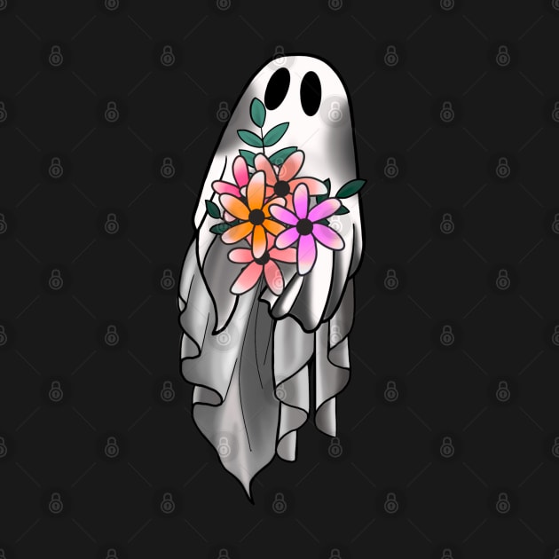 Cute Ghost with Flowers by Hellbender Creations