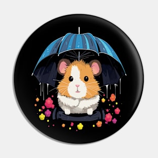 Hamster Rainy Day With Umbrella Pin