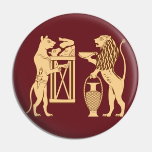 Lion and lioness with sacrifices Pin