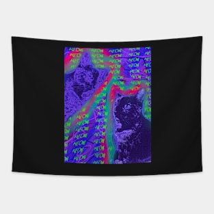 Halftone Cat V16 (Meow Background) Tapestry