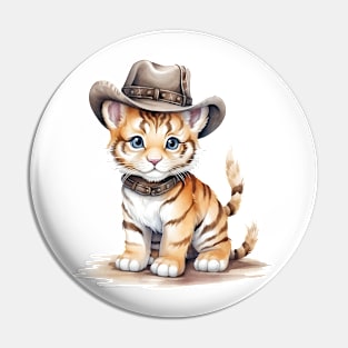 Bengal Tiger Wearing a Cowboy Hat Pin