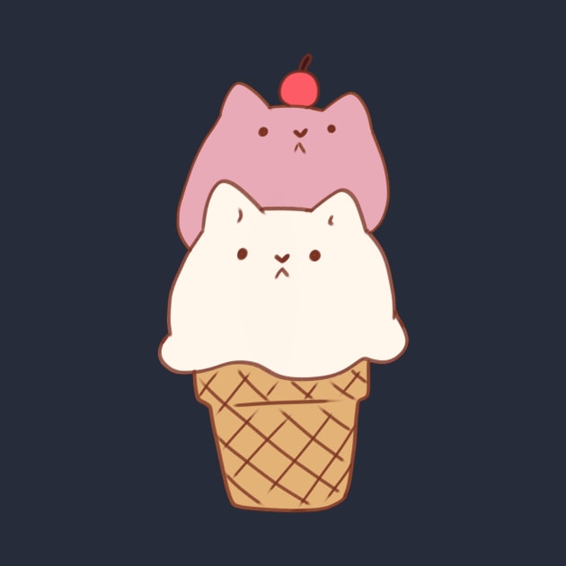 Ice cream cat strawberry and vanilla by Mayarart