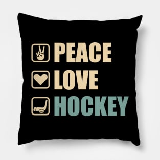 Peace Love Hockey - Funny Hockey Lovers Gift Pillow