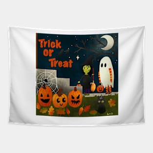 Trick or Treat Black Cat Tapestry