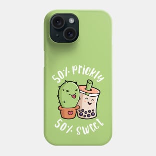 Bubble Tea - 50% Prickly 50% Sweet - Cute Kawaii Boba and Cactus Phone Case