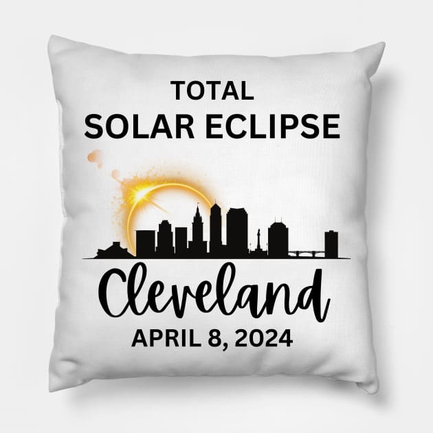 Total Solar Eclipse Cleveland Ohio April 8, 2024 Pillow by Little Duck Designs