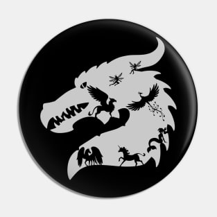 Mythical Creatures In A Dragon Silhouette Light Pin