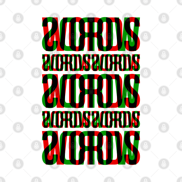 Words Typography Stack (Red Green Black) by John Uttley