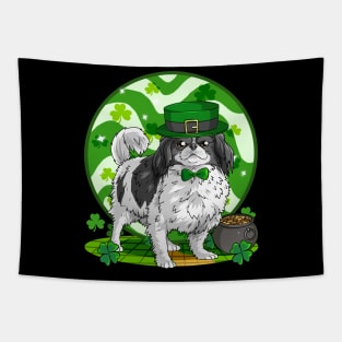 Japanese Chin Dog St Patricks Day Leprechaun Tapestry